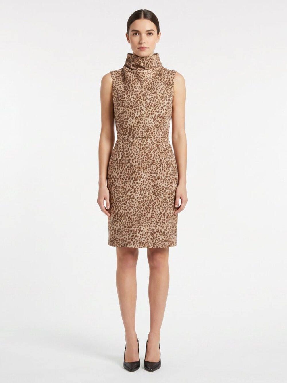 Marc New York Leopard Funnel Cowl Neck Sheath Dress Size 4